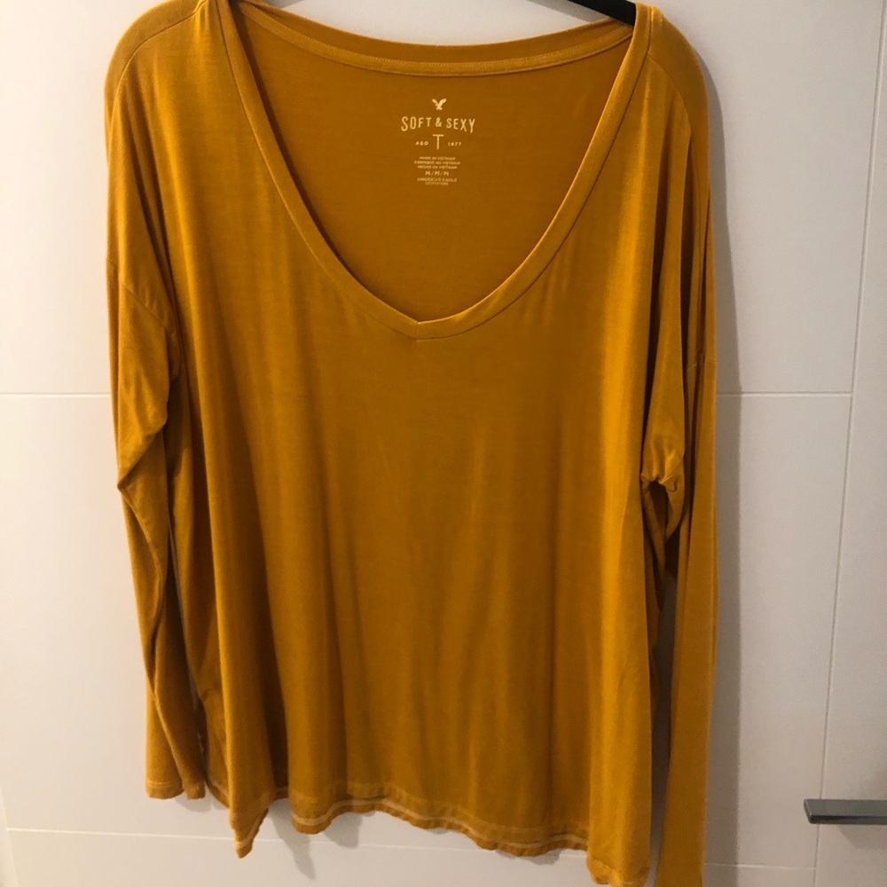 mustard yellow American Eagle soft and sexy top